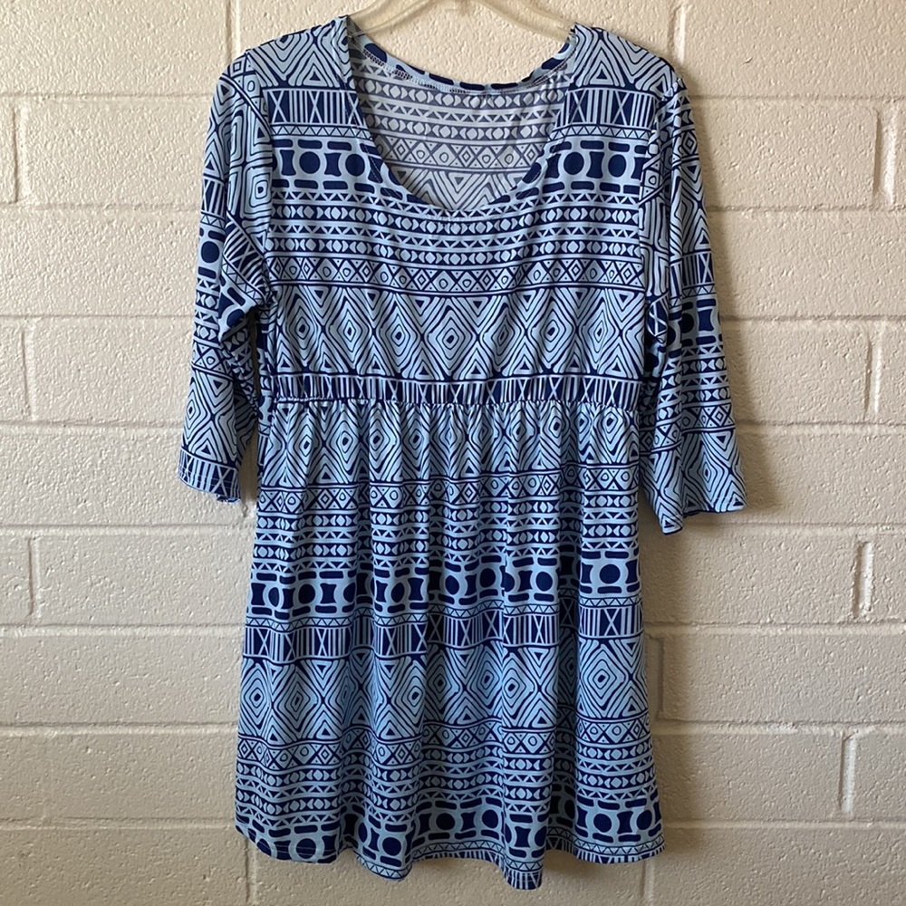 Blue Tribal Tunic Dress